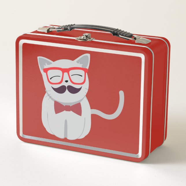 Hipster Cat Metal Lunch Box (Front)