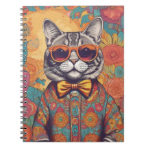 Hipster Cat Spiral Photo Notebook