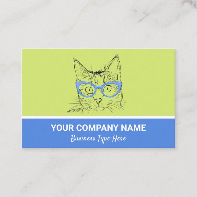 Hipster Cat with Glasses Business Card (Front)