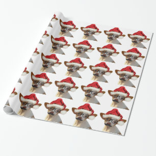 Hipster Chihuahua Christmas Wrapping Paper