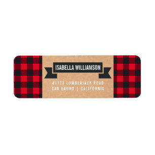Hipster Christmas Buffalo Plaid Holiday Address Return Address Label