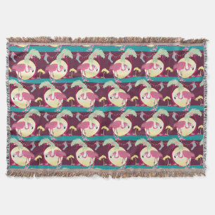 Hipster Christmas Flamingo Palm Holiday Scene Throw Blanket