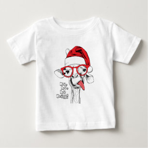 Hipster Christmas Giraffe   Holidays Baby T-Shirt