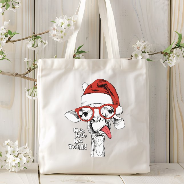 Hipster Christmas Giraffe | Holidays Tote Bag (Creator Uploaded)