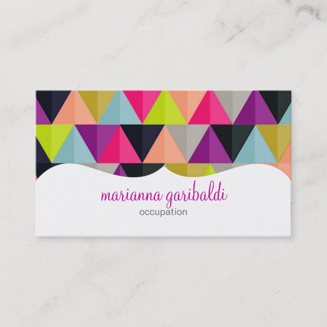 Hipster Colourful Triangles Pattern  Personalised Business Card (Front)