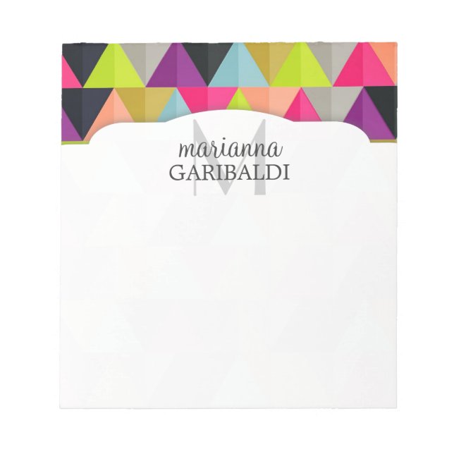 Hipster Colourful Triangles Pattern  Personalised Notepad (Front)
