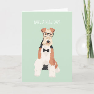 Hipster Cool Fox Terrier Wire Dog for Dog Lovers Card