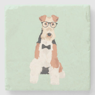 Hipster Cool Fox Terrier Wire Dog for Dog Lovers Stone Coaster