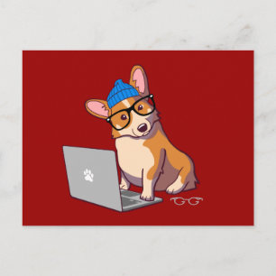 Hipster Corgi 2 Postcard
