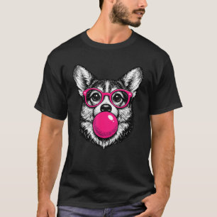 Hipster Corgi Bubble Gum Glasses Funny Dog Lover T-Shirt