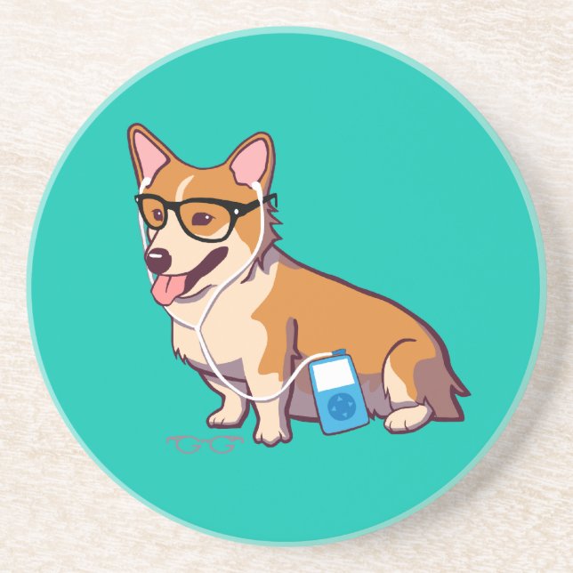 Hipster Corgi Coaster (without text) (Front)