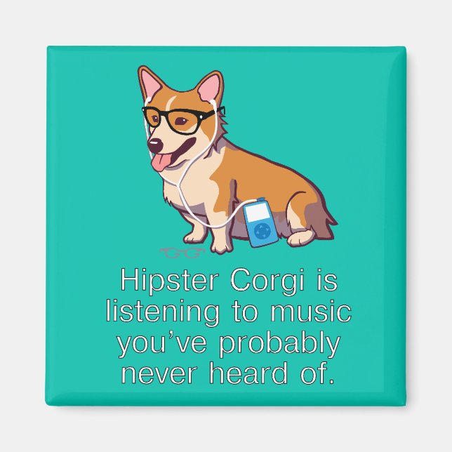 Hipster Corgi Magnet (Front)