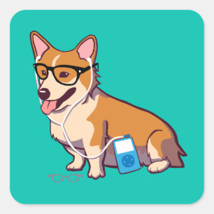 Hipster Corgi Stickers