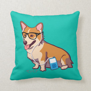 Hipster Corgi (without text) Cushion