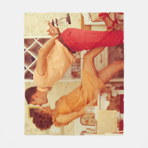 Hipster couple: trendy vintage café. fleece blanket
