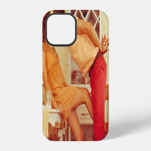 Hipster couple: trendy vintage café. iPhone 12 case