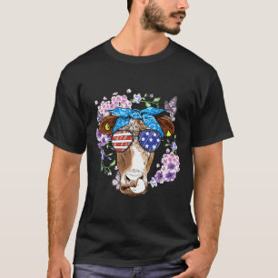 Hipster Cow Farm Farmer Farming Floral Usa T-Shirt