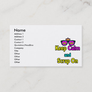 Hipster Crown Sunglasses Keep Calm And Scrap On Business Card