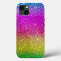 Hipster Cute Bright Pink Magenta Glitter Rainbow