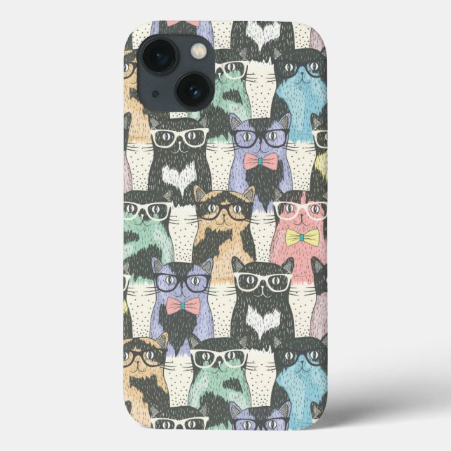 Hipster Cute Cats Pattern Case-Mate iPhone Case (Back)