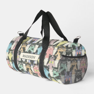 Hipster Cute Cats Pattern Duffle Bag