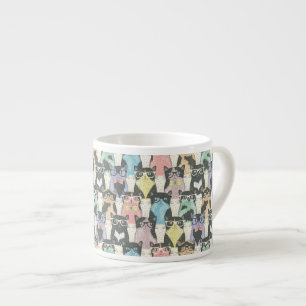 Hipster Cute Cats Pattern Espresso Cup