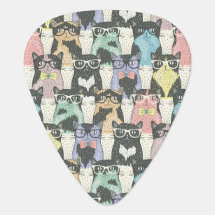 Hipster Cute Cats Pattern Guitar Pick