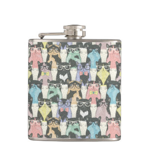 Hipster Cute Cats Pattern Hip Flask