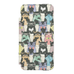 Hipster Cute Cats Pattern Incipio Watson™ iPhone 5 Wallet Case