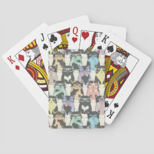 Hipster Cute Cats Pattern Playing Cards