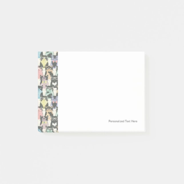 Hipster Cute Cats Pattern Post-it Notes (Front)