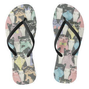 Hipster Cute Cats Pattern Thongs