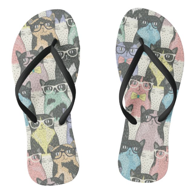 Hipster Cute Cats Pattern Thongs (Footbed)