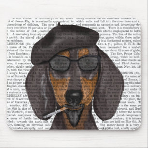 Hipster Dachshund Black and Tan Mouse Pad
