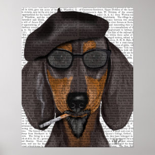 Hipster Dachshund Black and Tan Poster