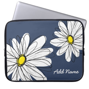 Hipster Daisy Drawing in trendy colours Laptop Sleeve
