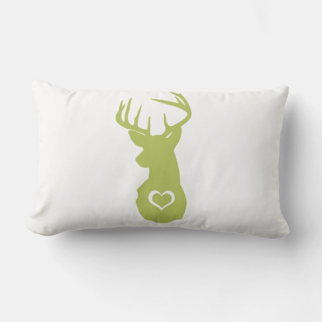 HIPSTER DEER HEAD WITH HEARTS LUMBAR CUSHION (Front)