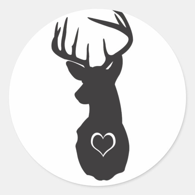 Hipster Deer with Hearts Classic Round Sticker (Front)