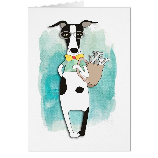 Hipster Dog Cartoon Note Cards (Front)