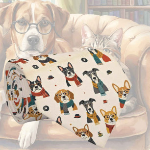 Hipster Dog in Eye Glasses Illustrations Tie