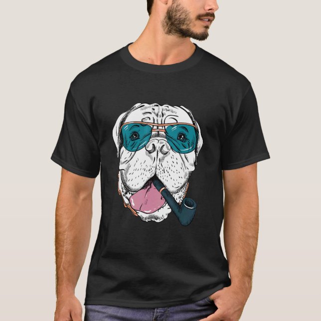 Hipster Dog Wearing Glasses Goofy Geek Dog 2 T-Shirt (Front)