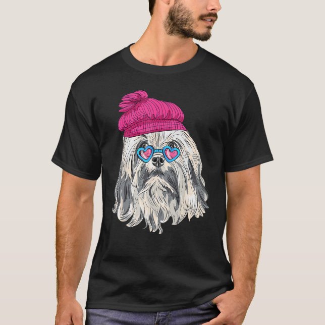 Hipster Dog Wearing Glasses Goofy Geek Dog T-Shirt (Front)