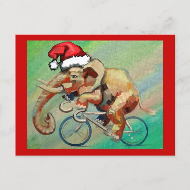 Hipster Elephant For X-Mas Holiday Postcard (Front)