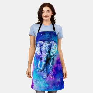 Hipster Elephant Nebula Space Apron