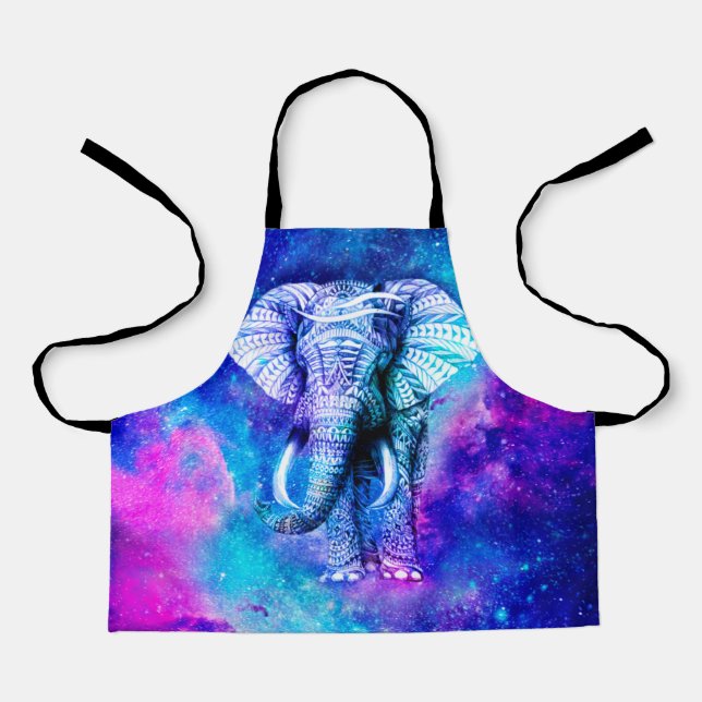 Hipster Elephant Nebula Space Apron (Front)