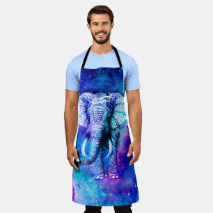Hipster Elephant Nebula Space Apron