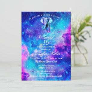 Hipster Elephant Nebula Space.                     Invitation