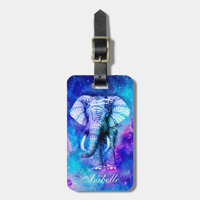 Hipster Elephant Nebula Space.                     Luggage Tag (Front Vertical)