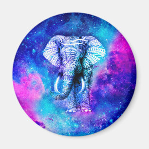 Hipster Elephant Nebula Space Magnet