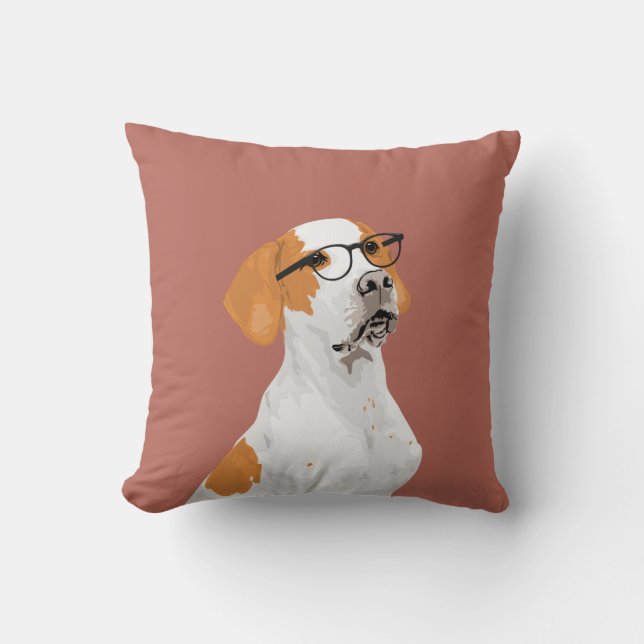 Hipster English Pointer Dog Pillow for Dog Lovers (Front)
